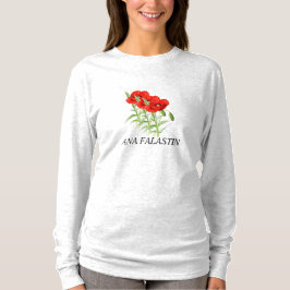 Ana Falastin Poppy White T-shirt met lange mouwen