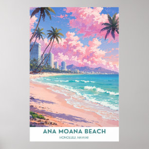 Ana Moana Beach, mooie Honolulu, Hawaii Beach Poster