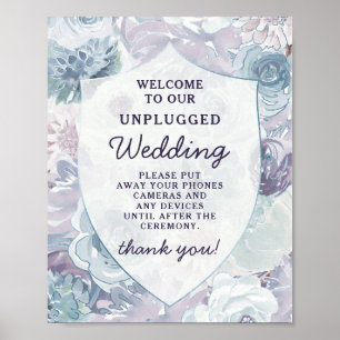 Anabelle Chic Crest Unplugged Wedding Table Sign Poster