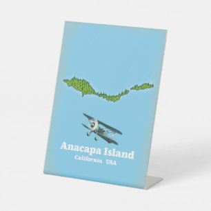 Anacapa-eiland Californië VS kaart Tweekleurige ko Reclamebord Met Voetstuk