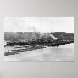 Anacortes, WA-Uitzicht Morrison Mill Foto Poster
