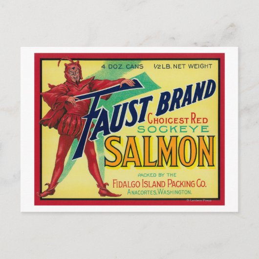 Anacortes, Washington - Faust Salmon Hoesje Label Briefkaart (Voorkant)