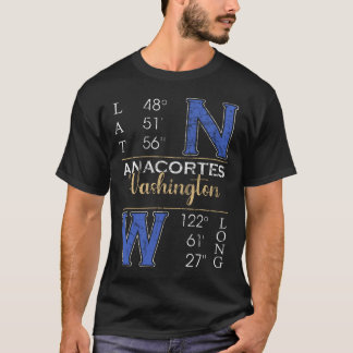 Anacortes WASHINGTON Latitude en Lengtegraad T-shirt