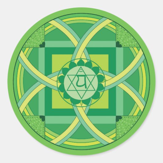 Anahata chakra Mandala Ronde Sticker (Voorkant)