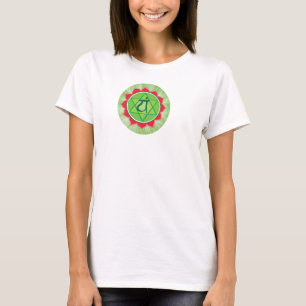 Anahata Hart Chakra Flowy Cirkel Top, Wit T-shirt