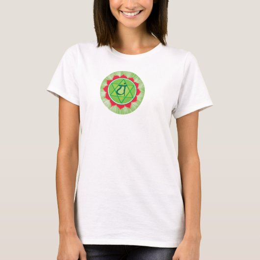 Anahata Hart Chakra Flowy Cirkel Top, Wit T-shirt (Voorkant)