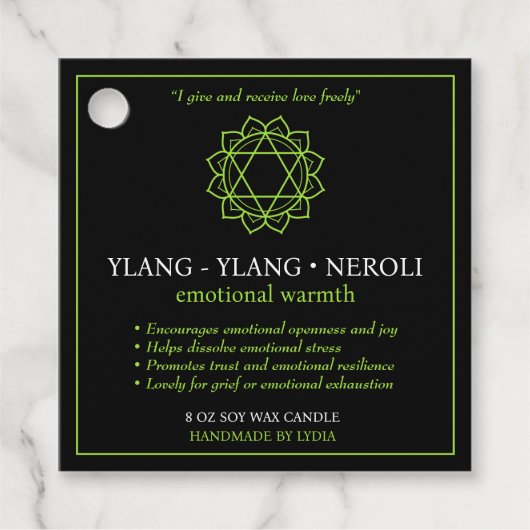 Anahata Hart Chakra Kaarslabel Bedankjes Labels (Voorkant)