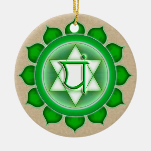 Anahata of Heart de vierde Chakra Keramisch Ornament (Voorkant)