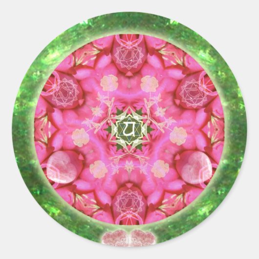 Anahata Roos Ronde Sticker (Voorkant)