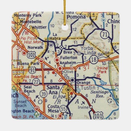 Anaheim CA Map Keramisch Ornament (Achterkant)