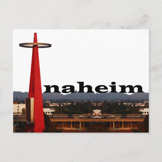 Anaheim CA Skyline met Anaheim in de Sky Briefkaart (Voorkant)