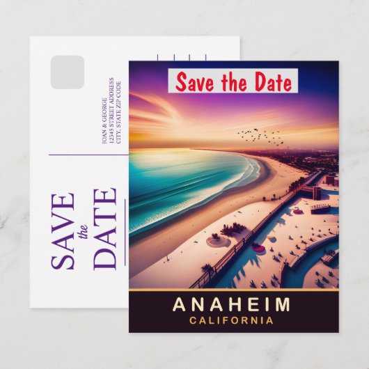 Anaheim, Californië, Reis Briefkaart, Save The Date (Voorkant / Achterkant)