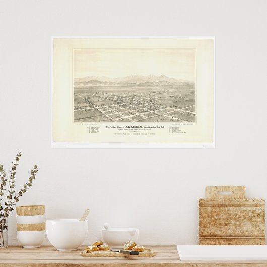 Anaheim. Panoramische kaart (0025A) - teruggezet Poster (Keuken)
