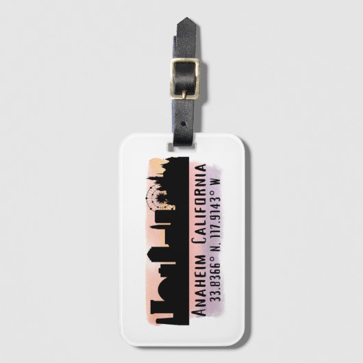 Anaheim Skyline Latitude en Longitude Bagagelabel (Voorkant (verticaal))