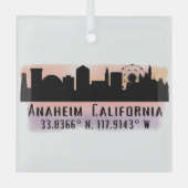 Anaheim Skyline Latitude en Longitude Glas Ornament (Voorkant)