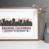 Anaheim Skyline Latitude en Longitude Poster