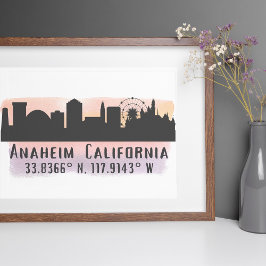 Anaheim Skyline Latitude en Longitude Poster