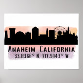 Anaheim Skyline Latitude en Longitude Poster (Voorkant)