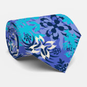 Anahola Bay Hawaiian Abstracte Floral Periwinkle Stropdas (Opgerold)