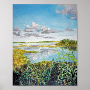 Anahuac, Texas Waterverf Afbeelding Poster