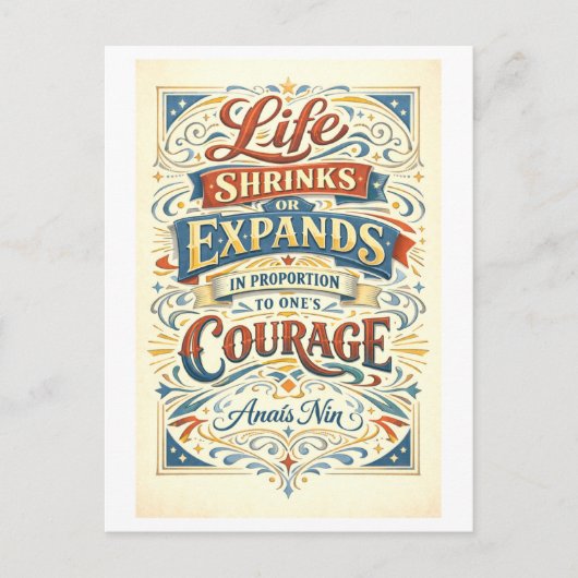 Anais Nin Courage Quotation Briefkaart (Voorkant)