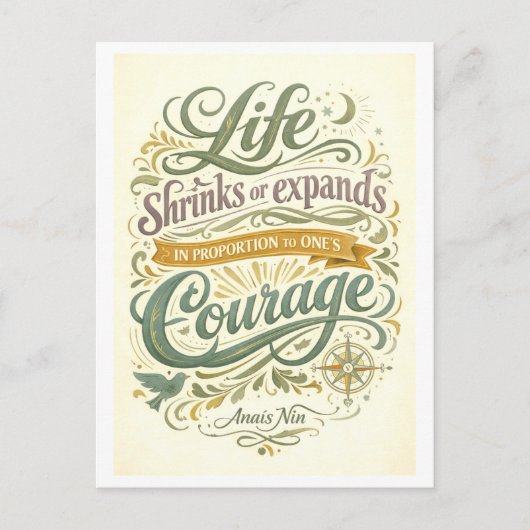 Anais Nin Motto over Moed  Briefkaart (Voorkant)