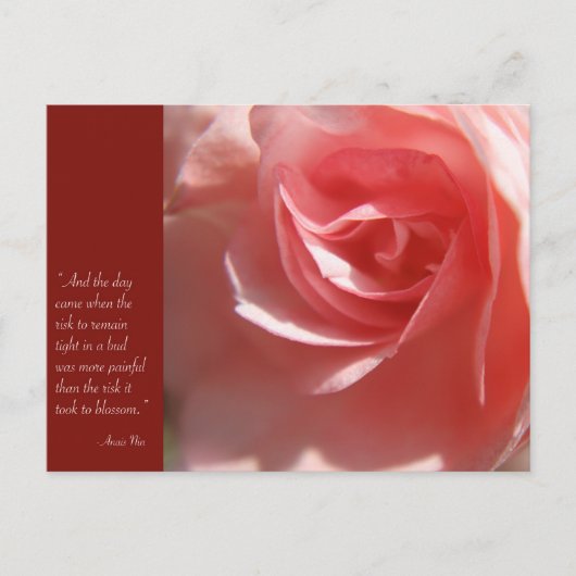 Anais Nin Quote Briefkaart in Roze (Voorkant)