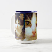Anakin Two Legged Cat, Cute Kitten Mok, Sluiten Tweekleurige Koffiemok (Voorkant links)