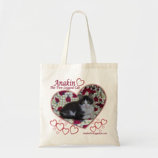 Anakin Two Legged Cat, Ladybugs Hearts, Kitten Bag Tote Bag (Voorkant)