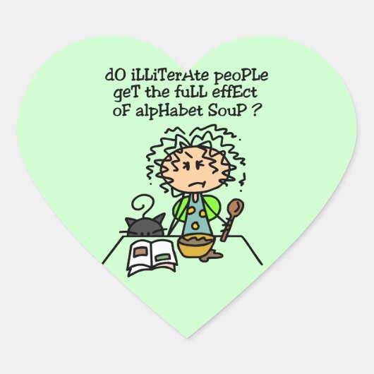 Analfabeet volk Humor Hart Sticker (Voorkant)
