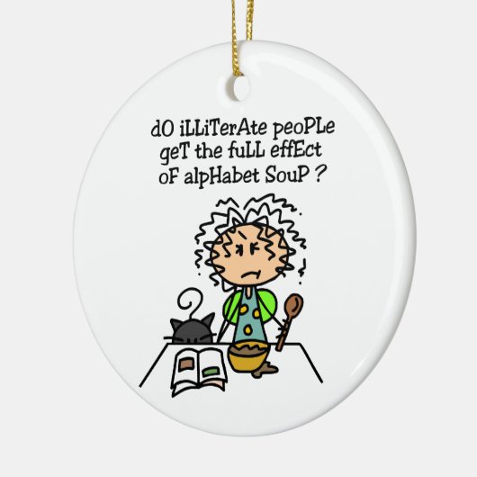 Analfabeet volk Humor Keramisch Ornament (Links)