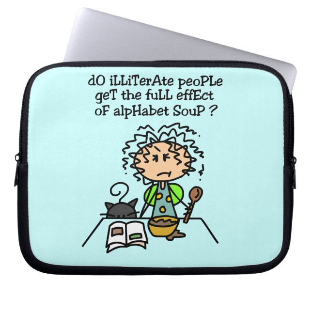 Analfabeet volk Humor Laptop Sleeve (Voorkant)