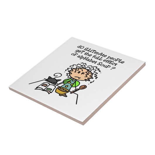 Analfabeet volk Humor Tegeltje (Zijkant)