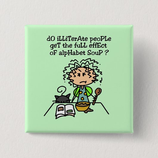 Analfabeet volk Humor Vierkante Button 5,1 Cm (Voorkant)