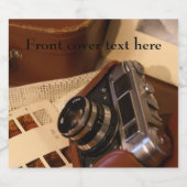  analoge camera in leder bruin hoesje bier etiket (Enkel label)