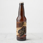  analoge camera in leder bruin hoesje bier etiket (Voorkant)