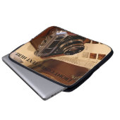 analoge camera in leder bruin hoesje laptop sleeve (Voorkant onderkant)