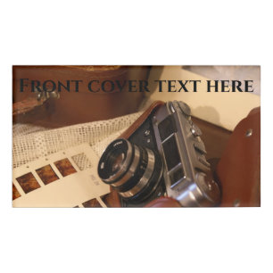  analoge camera in leder bruin hoesje naambadge