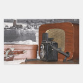  analoge camera-recorder rechthoekige sticker (Voorkant)