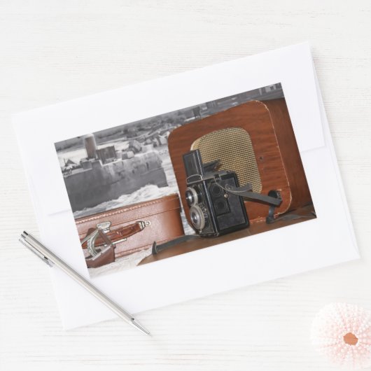  analoge camera-recorder rechthoekige sticker (Envelop)