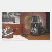  analoge camera-recorder rechthoekige sticker (Voorkant)