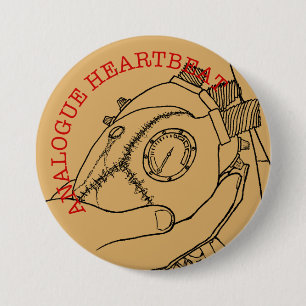 Analoge hartslag ronde button 7,6 cm