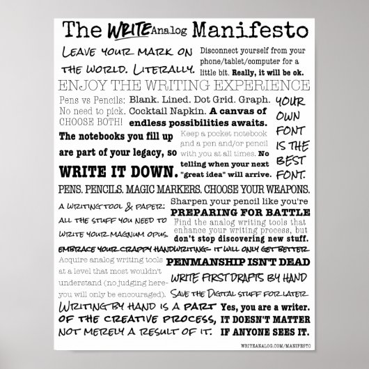 Analoge manifest schrijven poster (Voorkant)