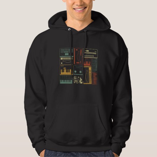Analoge modulaire Synthesizer Music Producer Toets Hoodie (Voorkant)