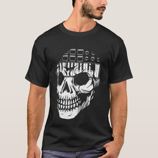 Analoge modulaire Synthesizer Skull Music Syndroom T-shirt (Voorkant)