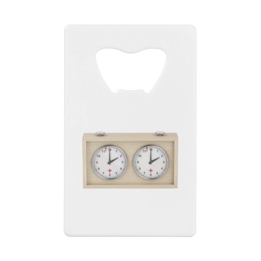 Analoge schaakklok creditkaart flessenopener (Voorkant)