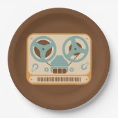 Analoge vormgeving van taperecorder weergeven papieren bordje (Voorkant)