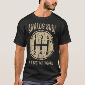 Analoge ziel in digitale wereld vintage mechanisch t-shirt