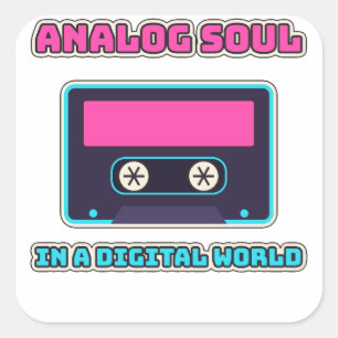 Analoge Ziel In Een Digitale Wereld Retro Cassette Vierkante Sticker