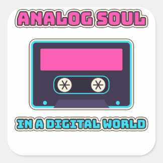 Analoge Ziel In Een Digitale Wereld Retro Cassette Vierkante Sticker